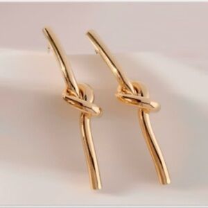 Anthropologie 14k plate earring post dangle gold knot new with tags